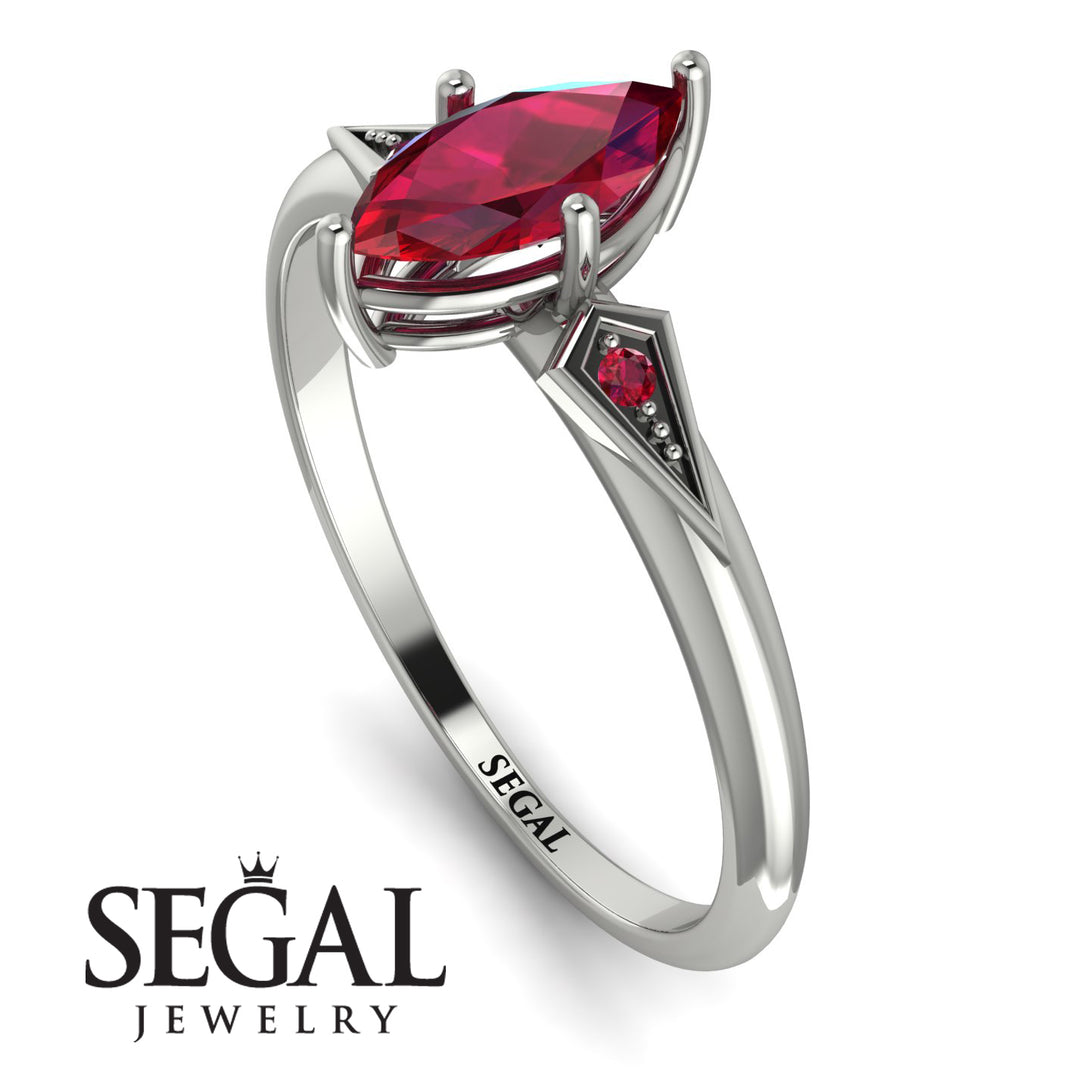 Marquise Ruby Geometrical Engagement Ring - Reese No. 57