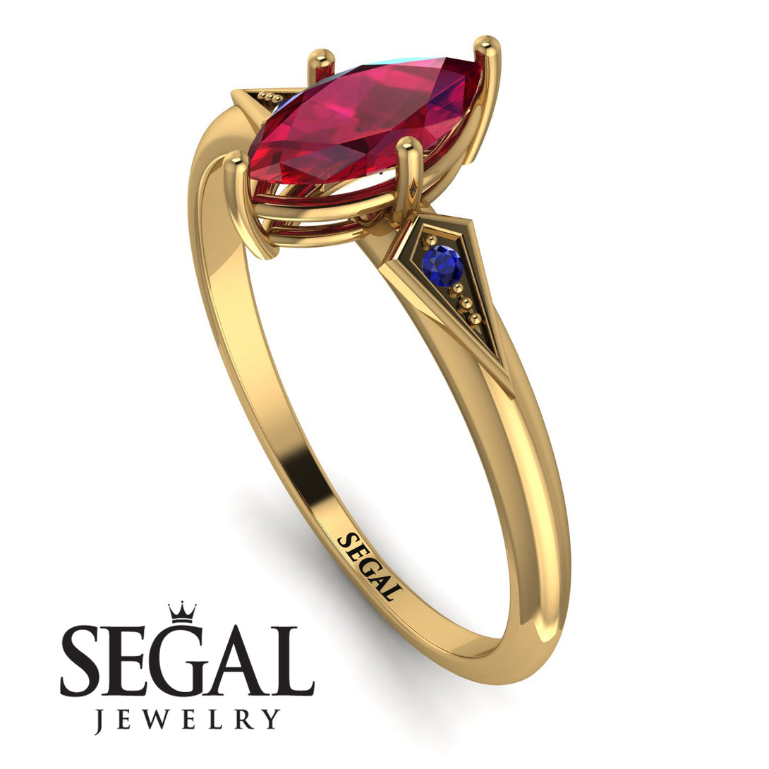 Marquise Ruby Geometrical Engagement Ring - Reese No. 70
