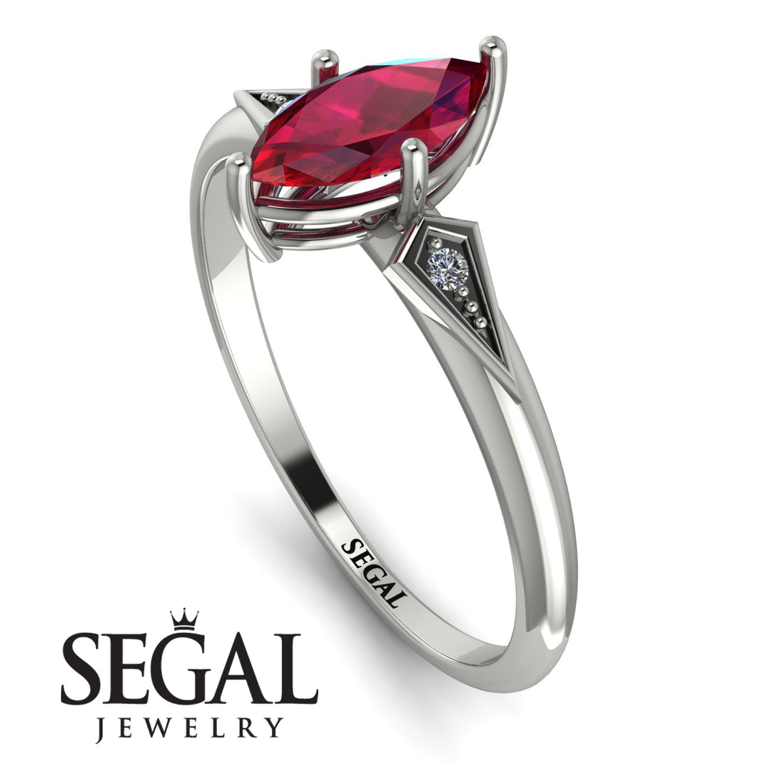 Marquise Ruby Geometrical Engagement Ring - Reese No. 12