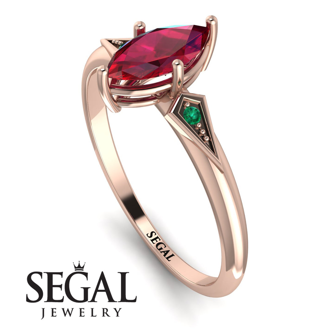 Marquise Ruby Geometrical Engagement Ring - Reese No. 26