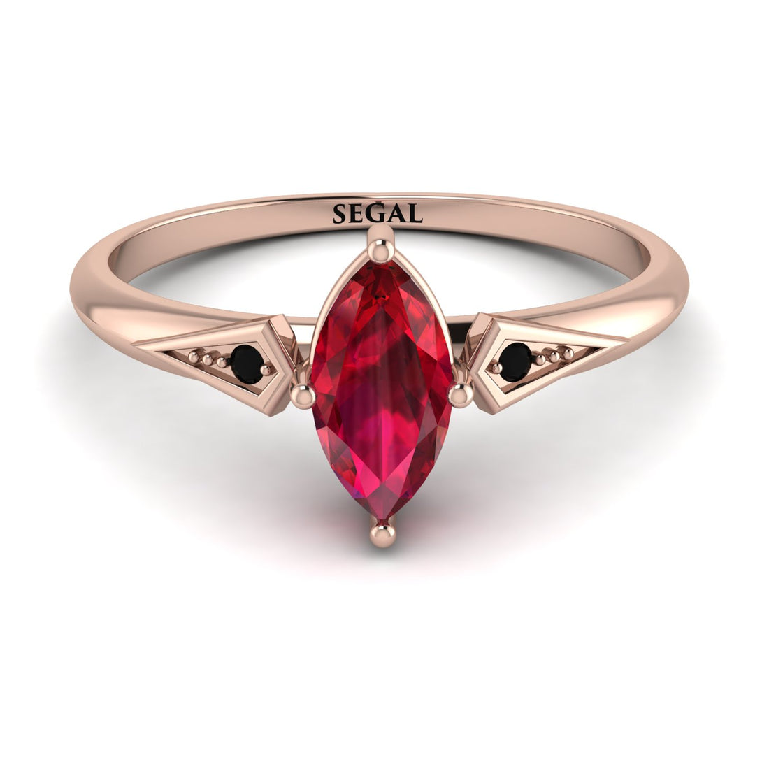 Marquise Ruby Geometrical Engagement Ring - Reese No. 41