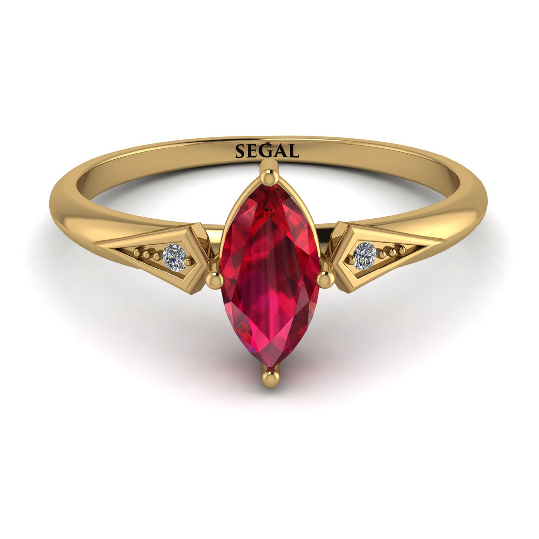 Marquise Ruby Geometrical Engagement Ring - Reese No. 10