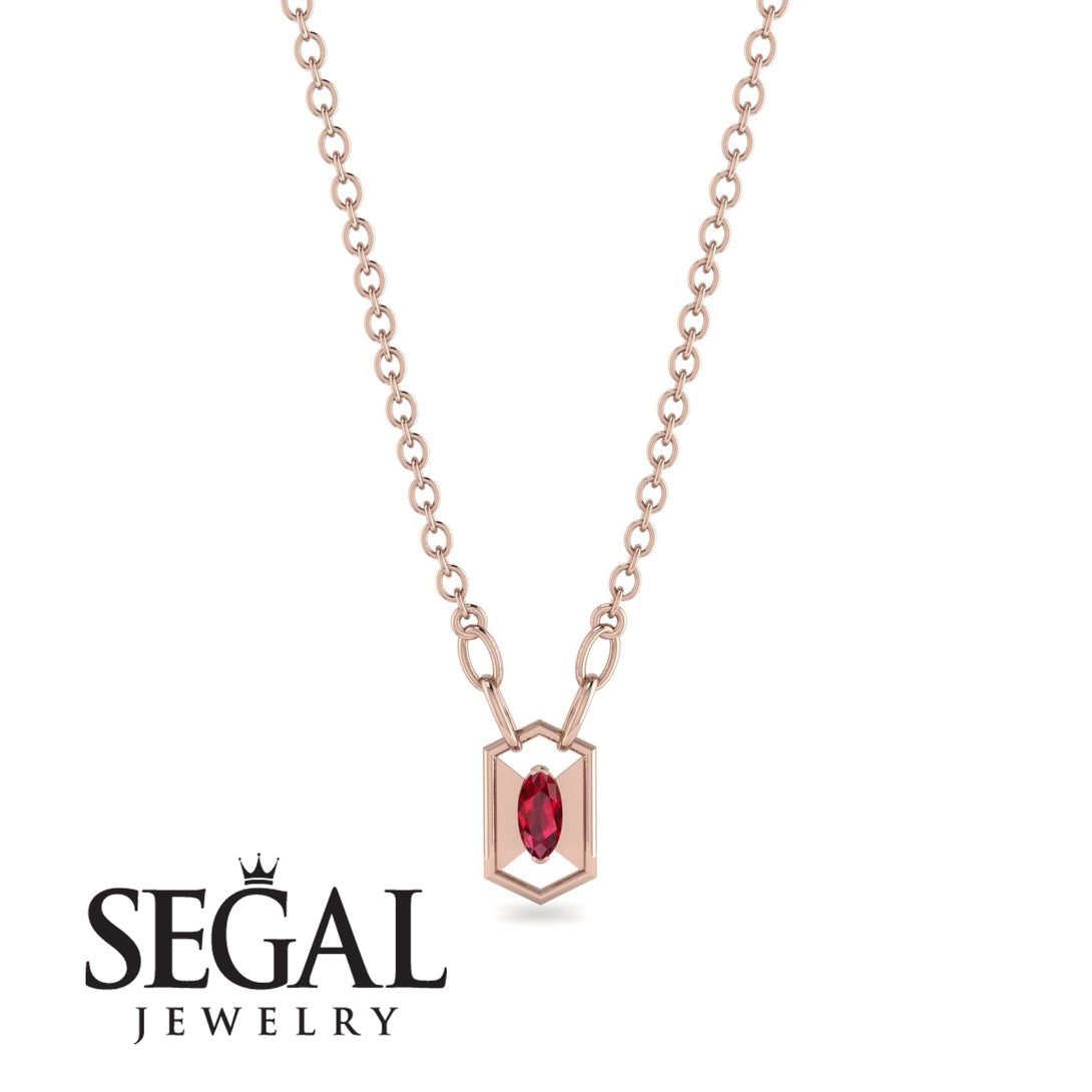 Marquise Ruby Geometrical Necklace - Aleena No. 11