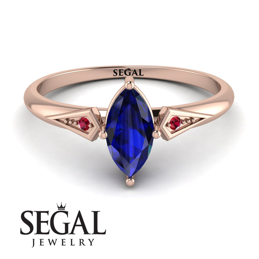 Marquise Sapphire Geometrical Engagement Ring - Reese No. 59