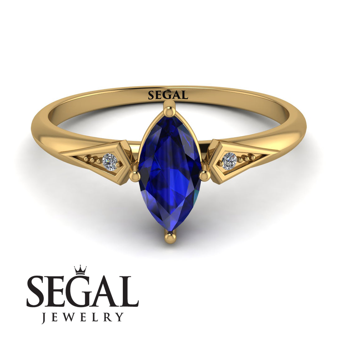 Marquise Sapphire Geometrical Engagement Ring - Reese No. 13