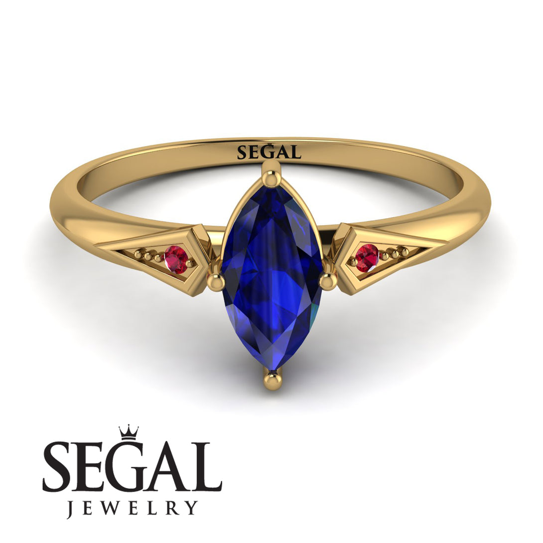 Marquise Sapphire Geometrical Engagement Ring - Reese No. 58