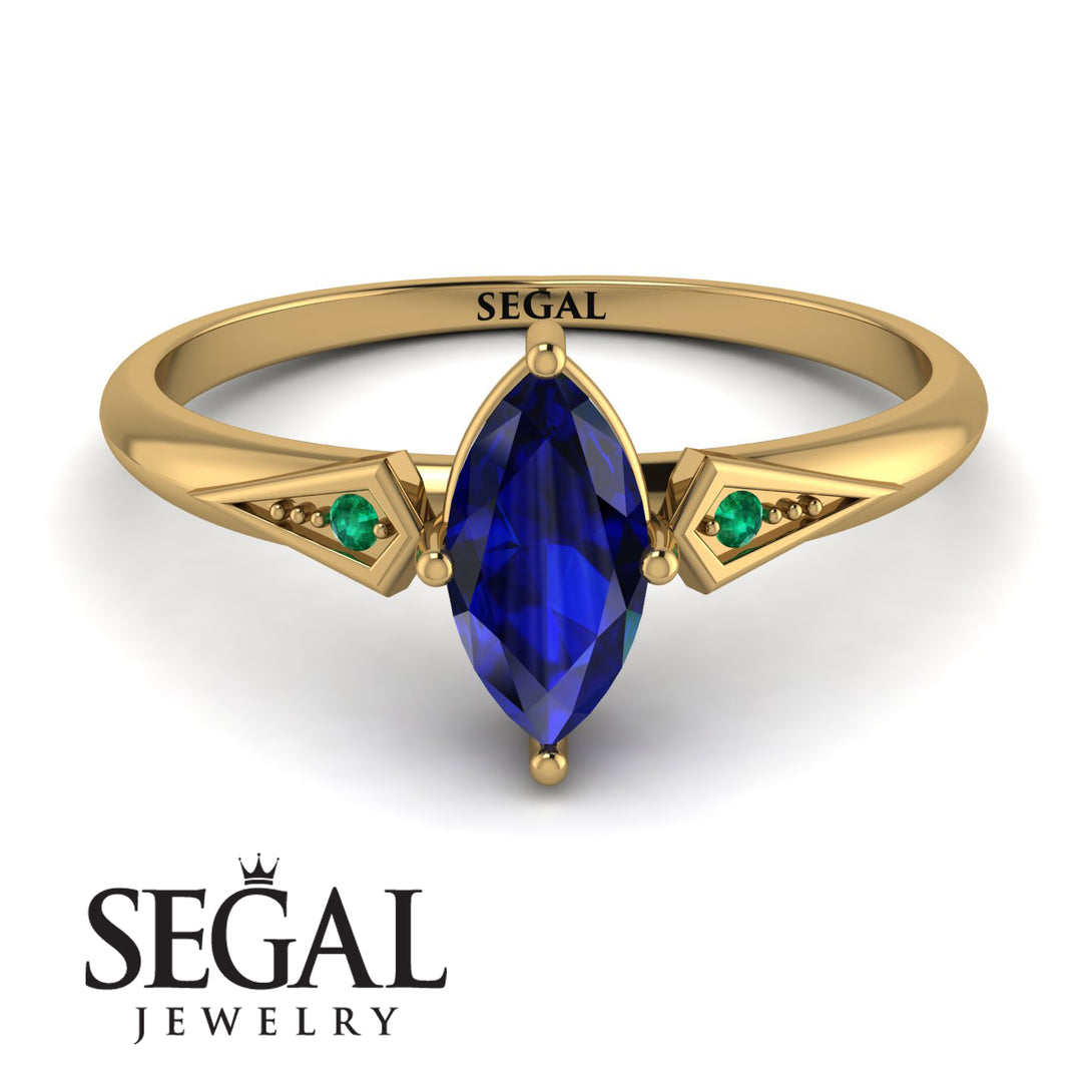 Marquise Sapphire Geometrical Engagement Ring - Reese No. 28