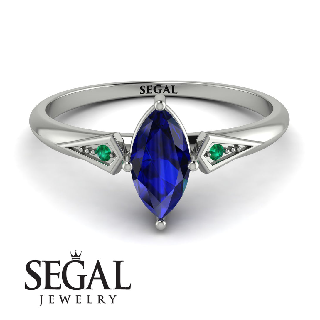 Marquise Sapphire Geometrical Engagement Ring - Reese No. 30