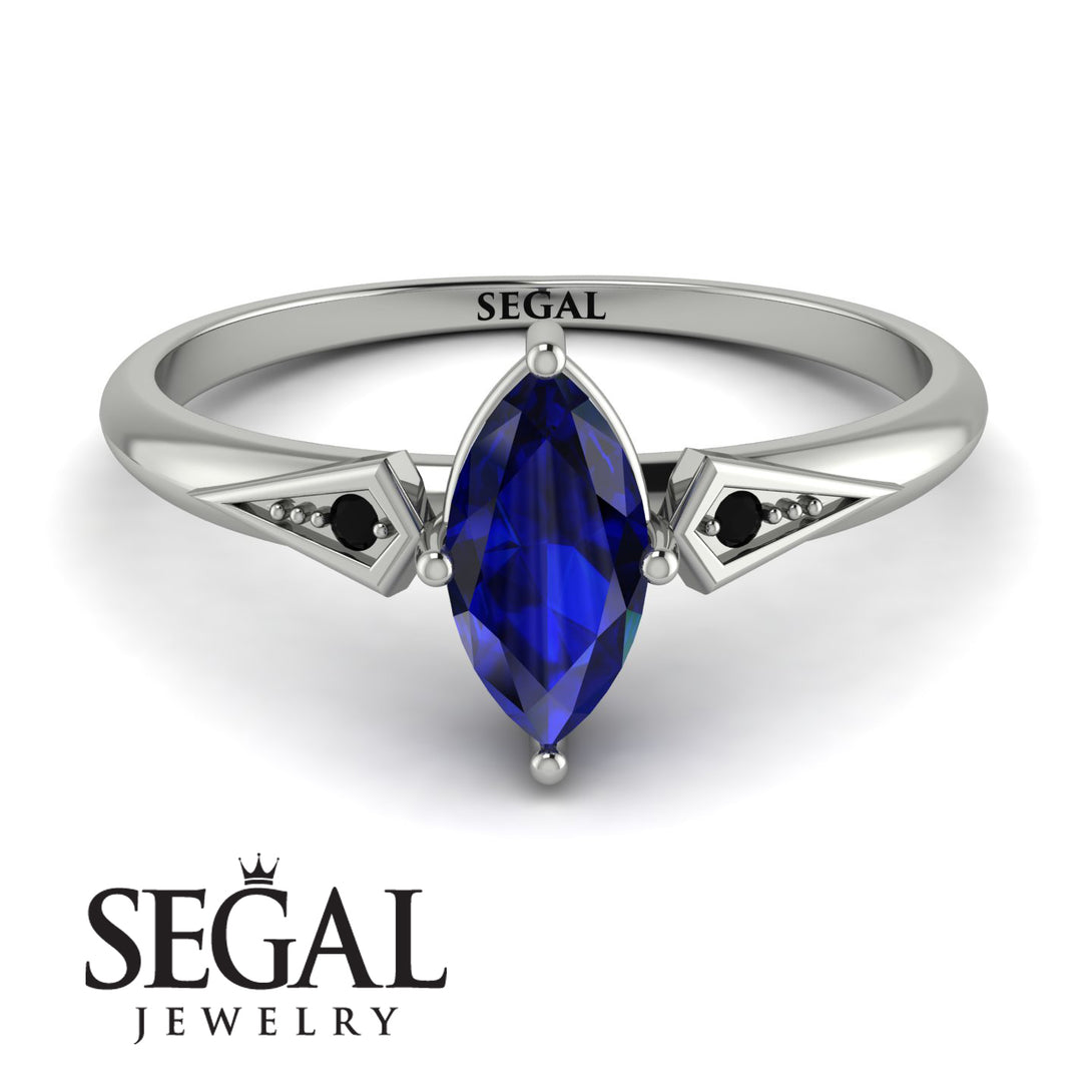 Marquise Sapphire Geometrical Engagement Ring - Reese No. 45