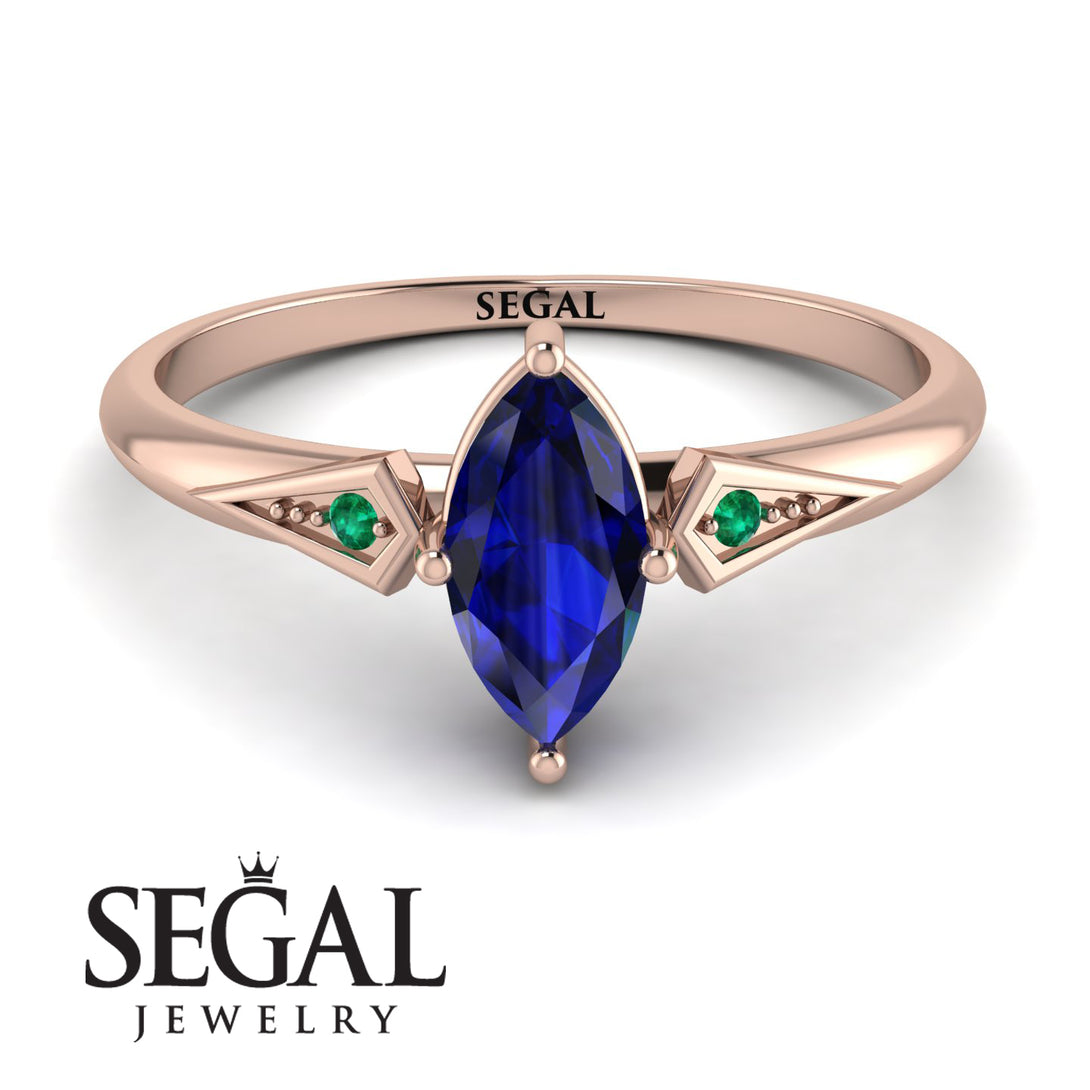 Marquise Sapphire Geometrical Engagement Ring - Reese No. 29