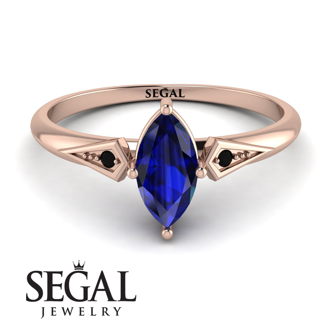 Marquise Sapphire Geometrical Engagement Ring - Reese No. 44