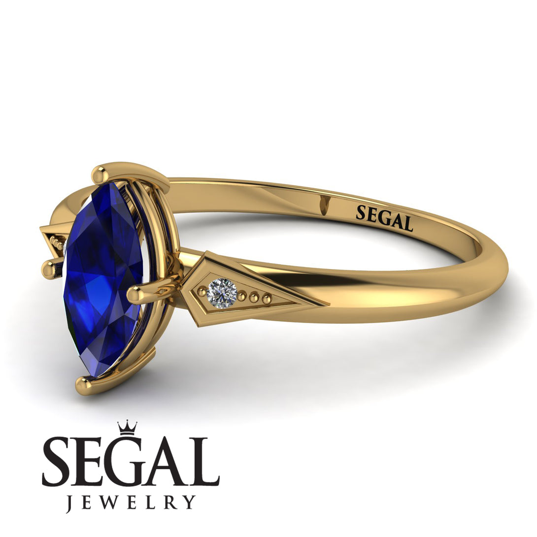 Marquise Sapphire Geometrical Engagement Ring - Reese No. 13