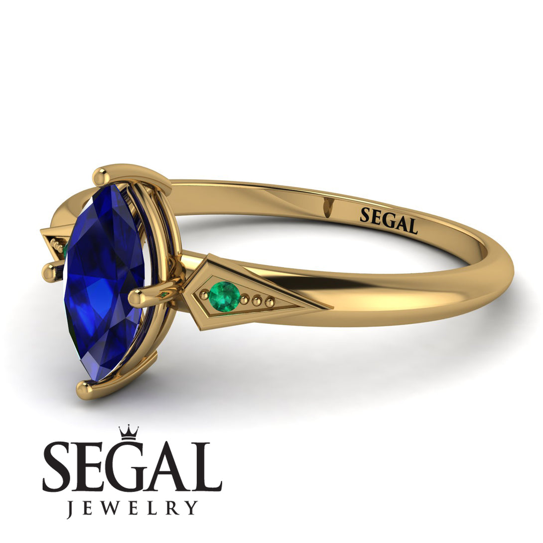Marquise Sapphire Geometrical Engagement Ring - Reese No. 28
