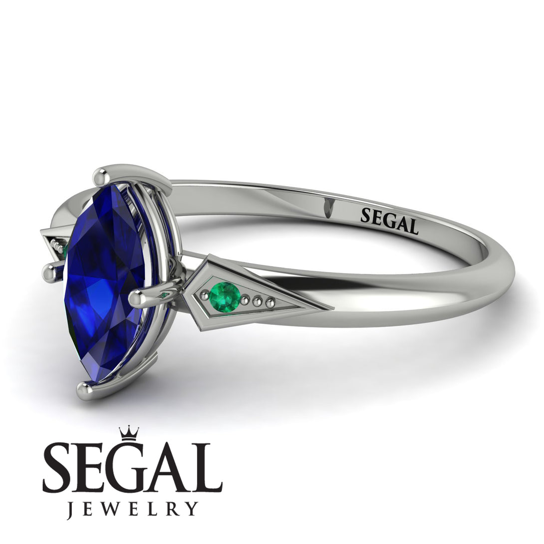 Marquise Sapphire Geometrical Engagement Ring - Reese No. 30