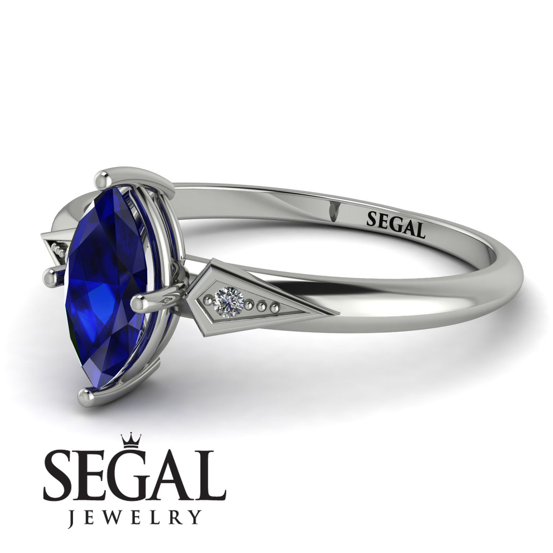 Marquise Sapphire Geometrical Engagement Ring - Reese No. 15