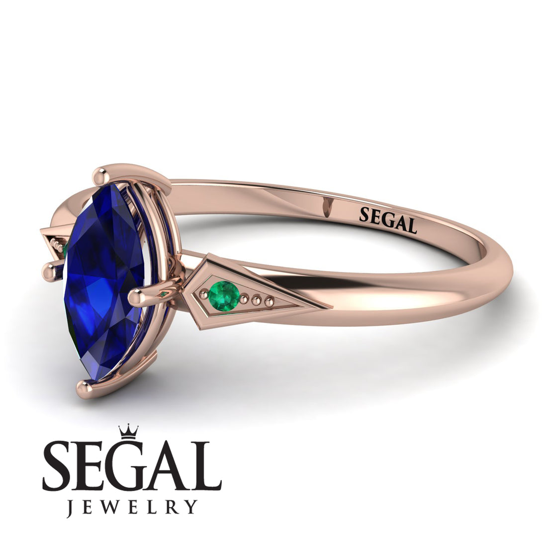 Marquise Sapphire Geometrical Engagement Ring - Reese No. 29