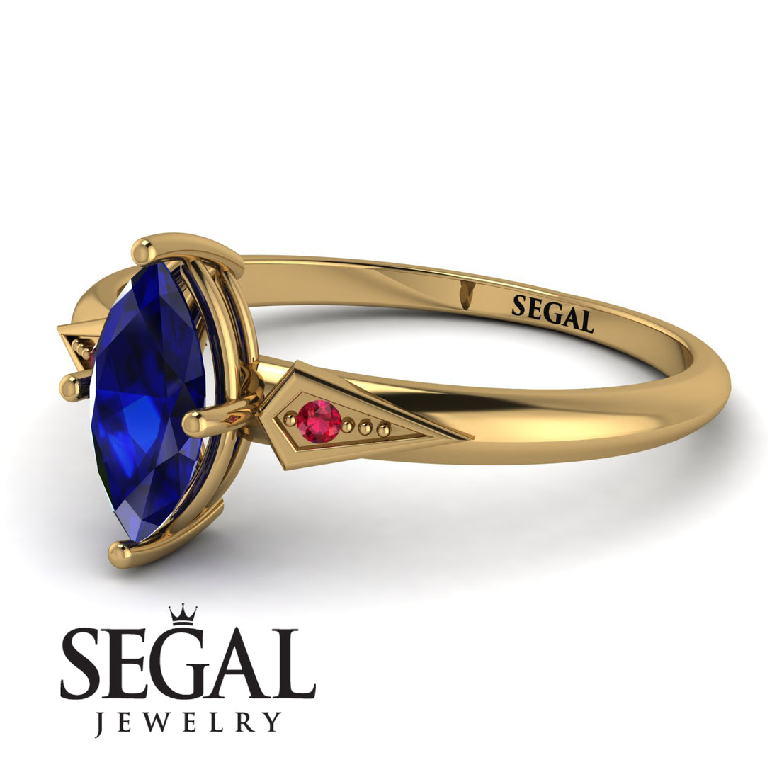 Marquise Sapphire Geometrical Engagement Ring - Reese No. 58