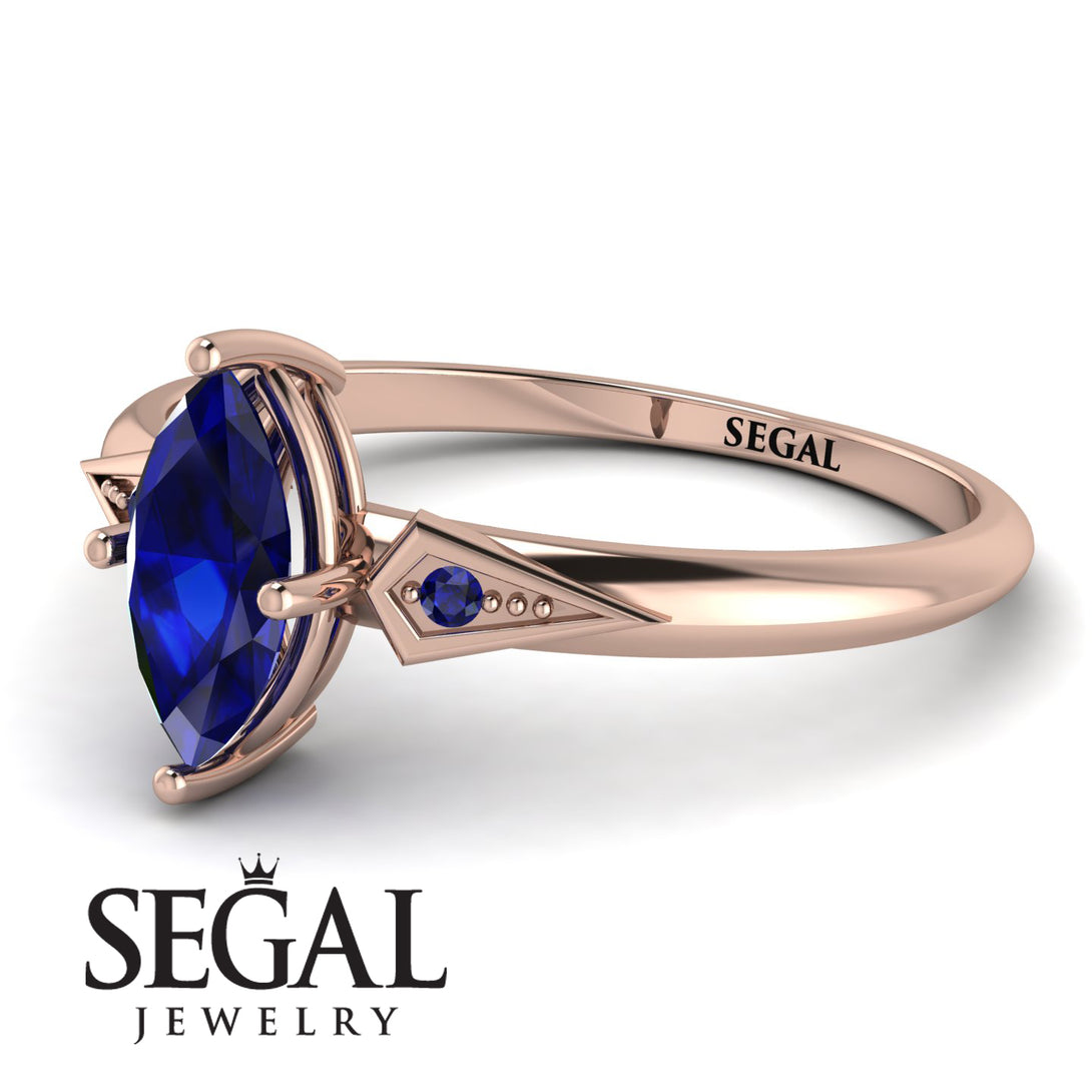 Marquise Sapphire Geometrical Engagement Ring - Reese No. 74