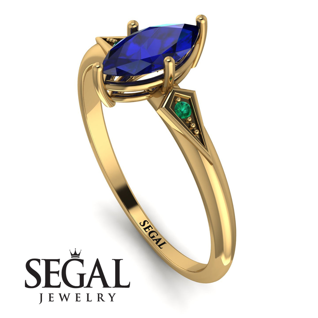 Marquise Sapphire Geometrical Engagement Ring - Reese No. 28