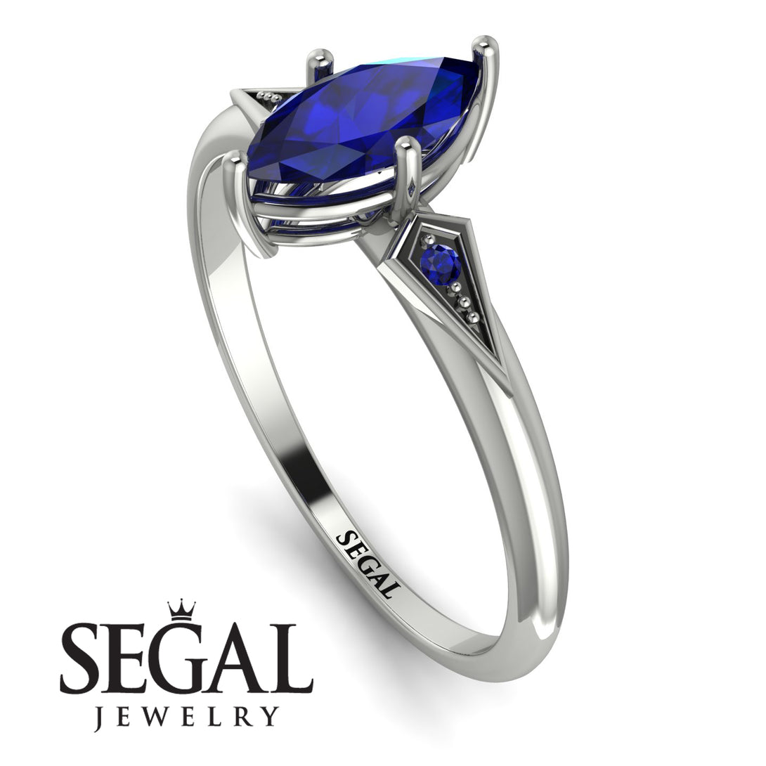 Marquise Sapphire Geometrical Engagement Ring - Reese No. 75