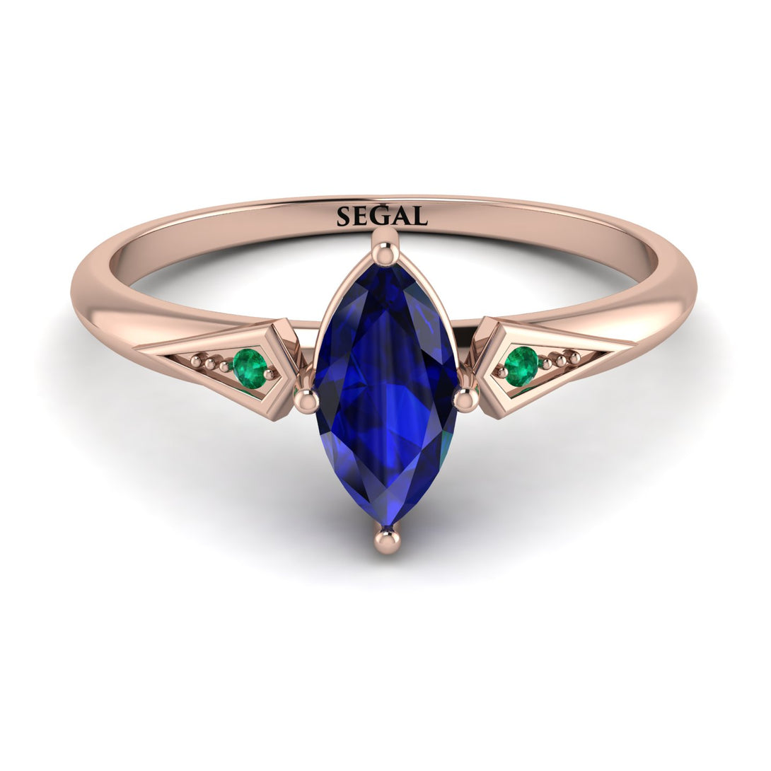 Marquise Sapphire Geometrical Engagement Ring - Reese No. 29