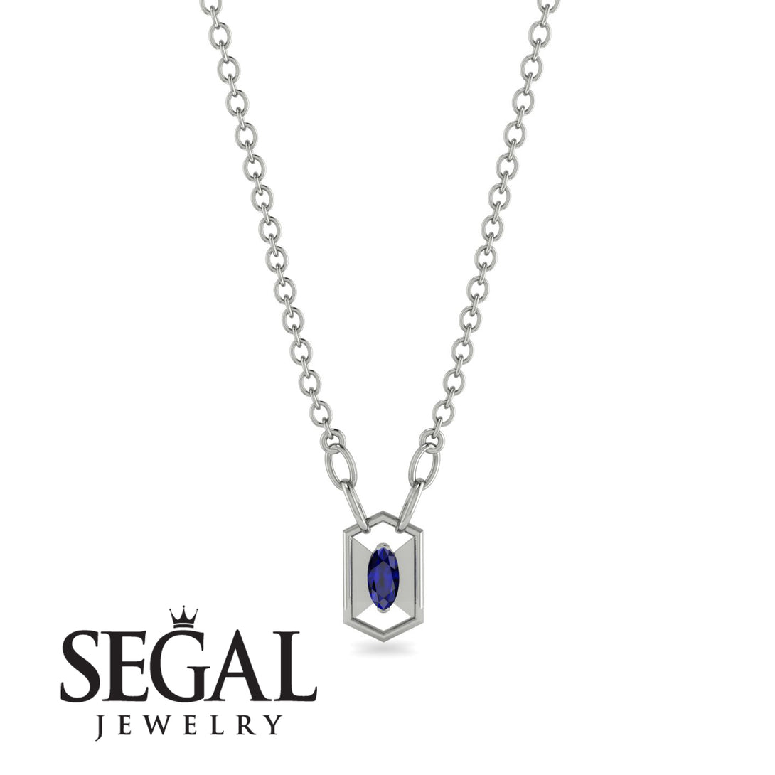 Marquise Sapphire Geometrical Necklace - Aleena No. 15