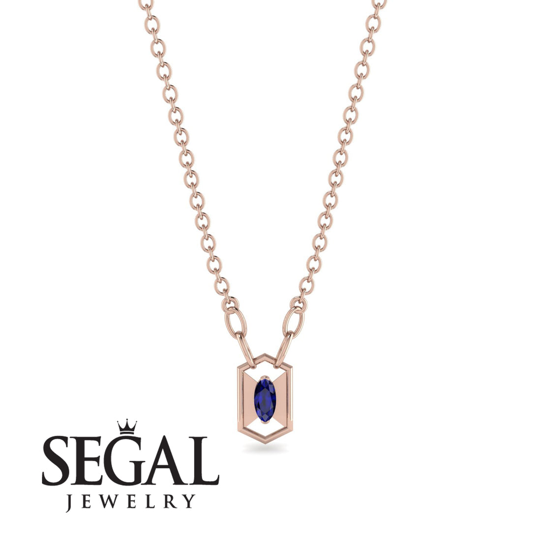Marquise Sapphire Geometrical Necklace - Aleena No. 14