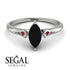Marquise Black Diamond Geometrical Engagement Ring - Reese No. 54