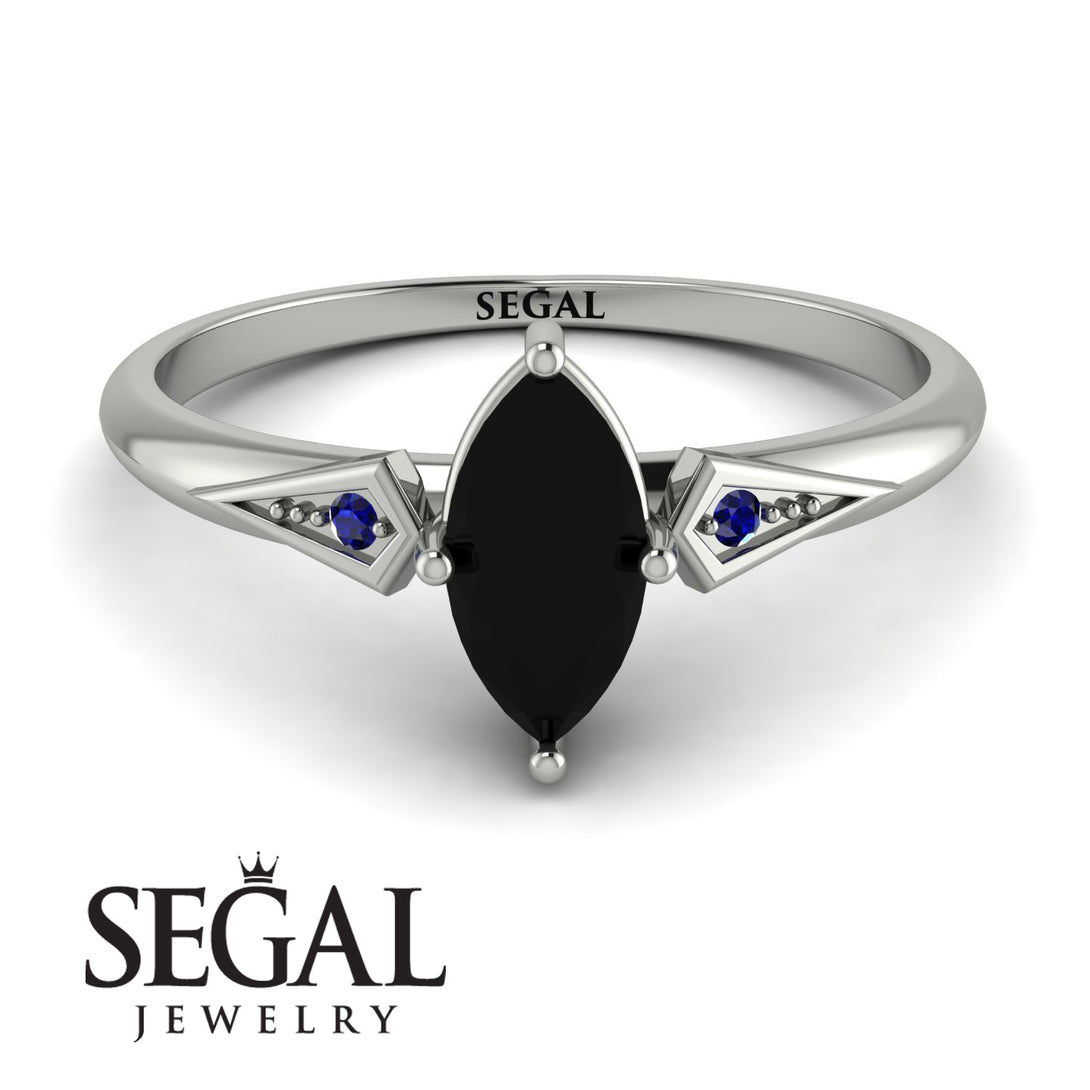 Marquise Black Diamond Geometrical Engagement Ring - Reese No. 69