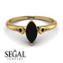 Marquise Black Diamond Geometrical Engagement Ring - Reese No. 37