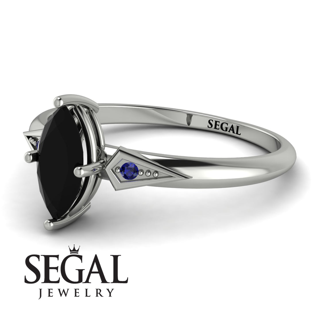 Marquise Black Diamond Geometrical Engagement Ring - Reese No. 69