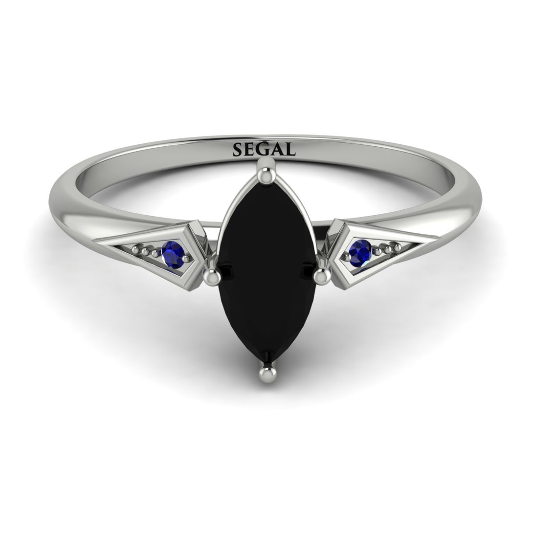 Marquise Black Diamond Geometrical Engagement Ring - Reese No. 69