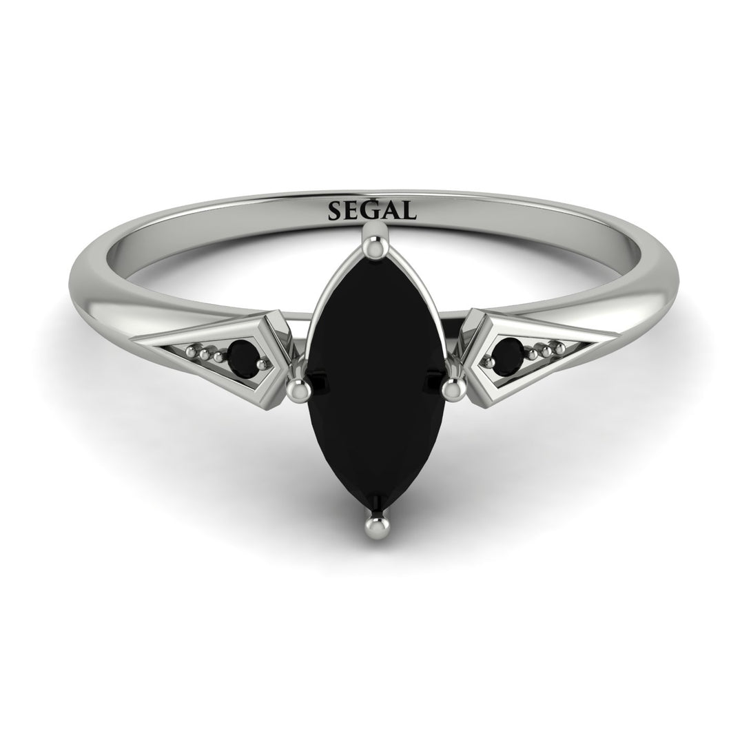 Marquise Black Diamond Geometrical Engagement Ring - Reese No. 39