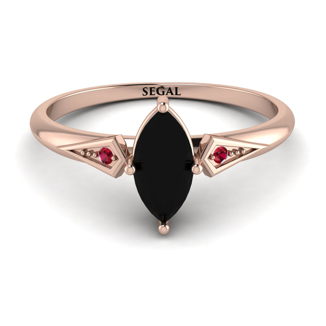 Marquise Black Diamond Geometrical Engagement Ring - Reese No. 53
