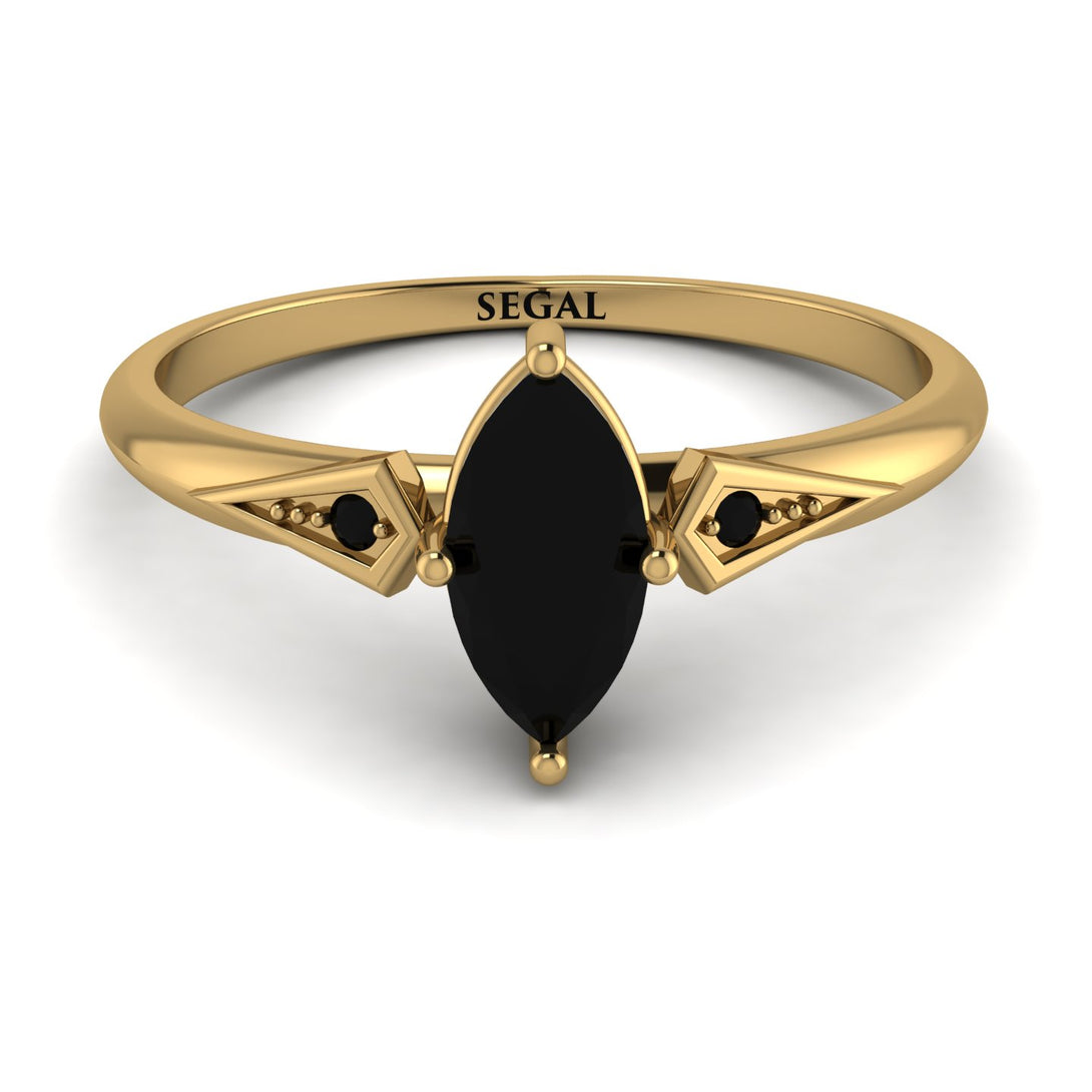 Marquise Black Diamond Geometrical Engagement Ring - Reese No. 37