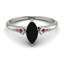 Marquise Black Diamond Geometrical Engagement Ring - Reese No. 54 image 1