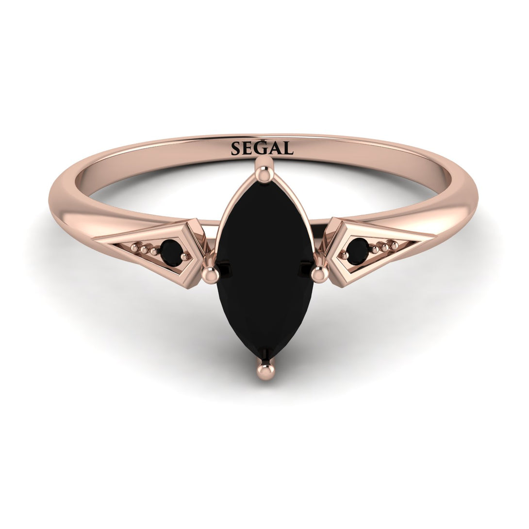 Marquise Black Diamond Geometrical Engagement Ring - Reese No. 38