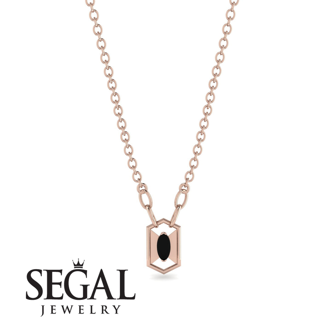 Marquise Black Diamond Geometrical Necklace - Aleena No. 8