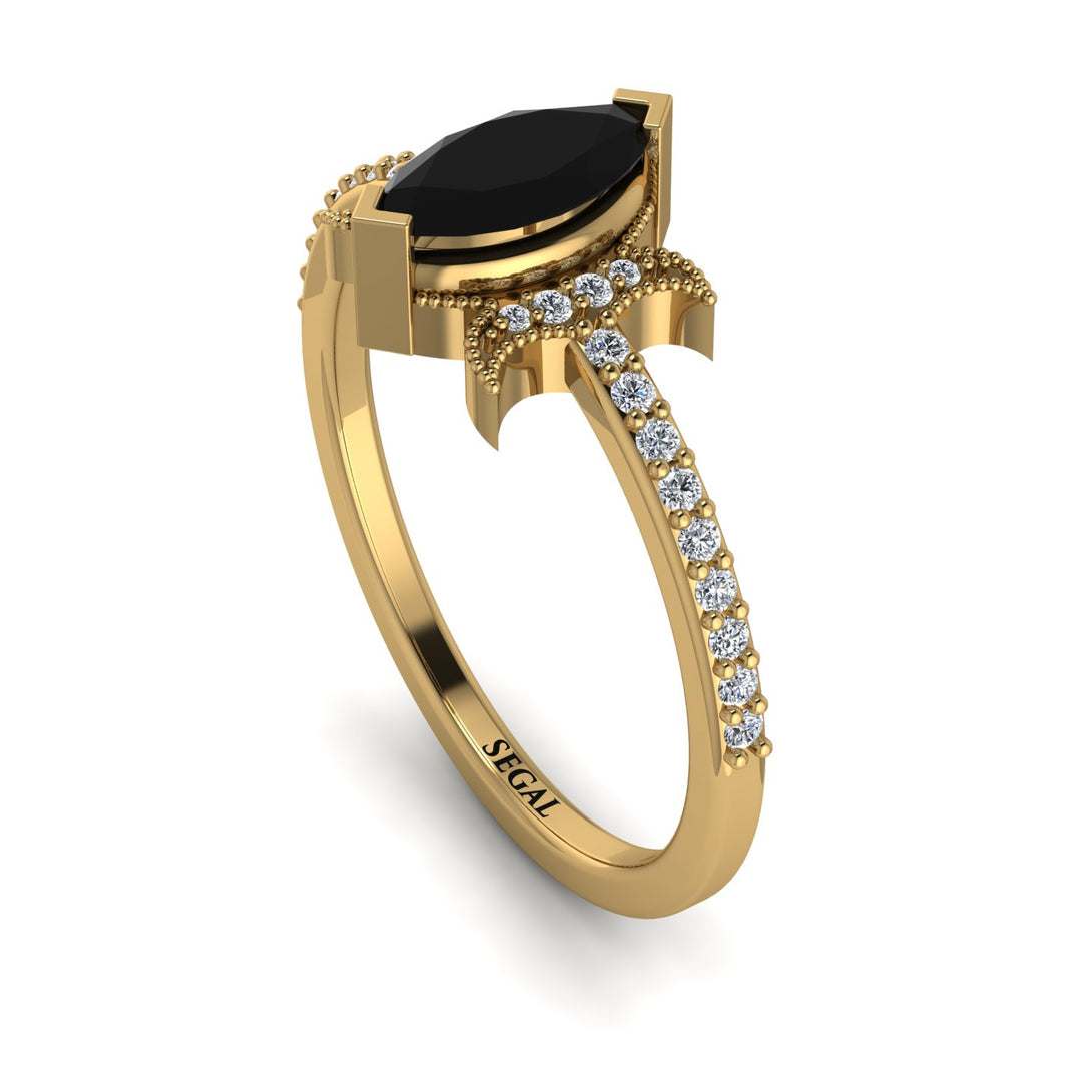 Marquise Cut Black Diamond Pave Ring - Kathleen No. 7