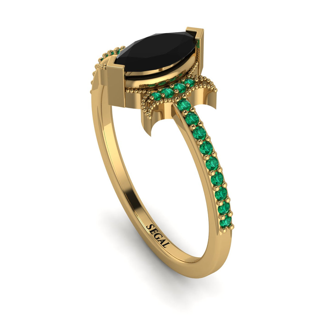 Marquise Cut Black Diamond Pave Ring - Kathleen No. 22