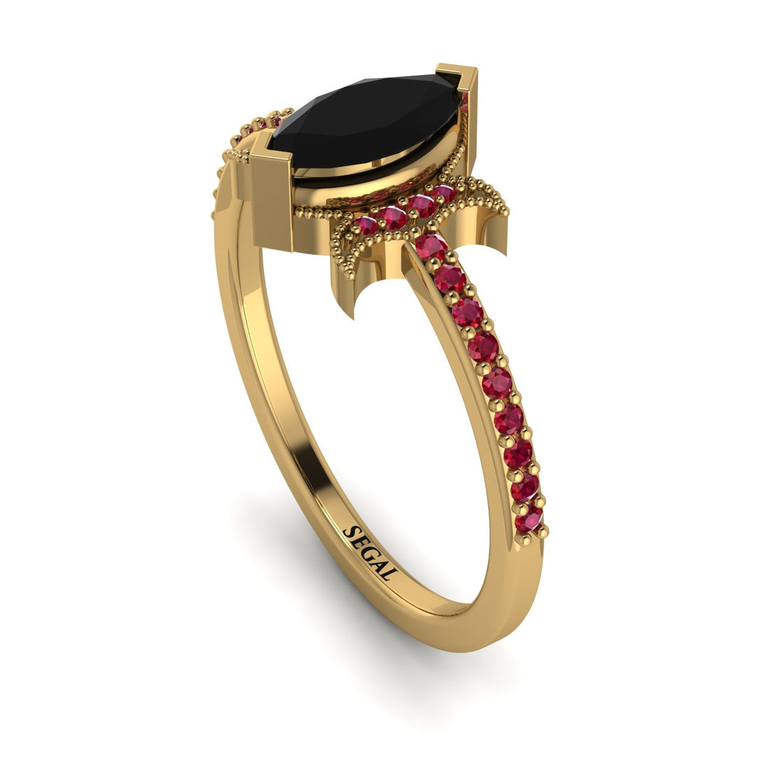 Marquise Cut Black Diamond Pave Ring - Kathleen No. 52