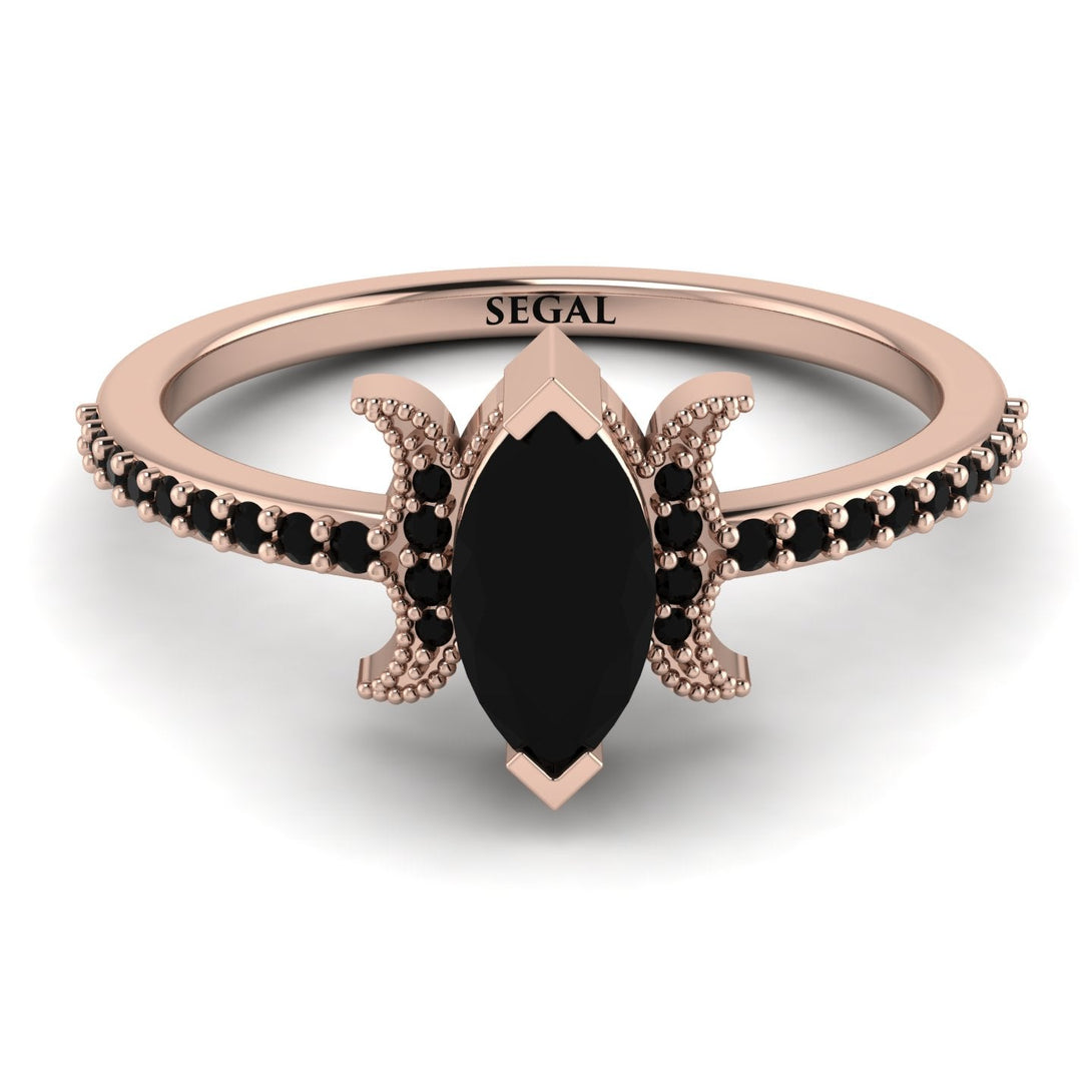 Marquise Cut Black Diamond Pave Ring - Kathleen No. 38