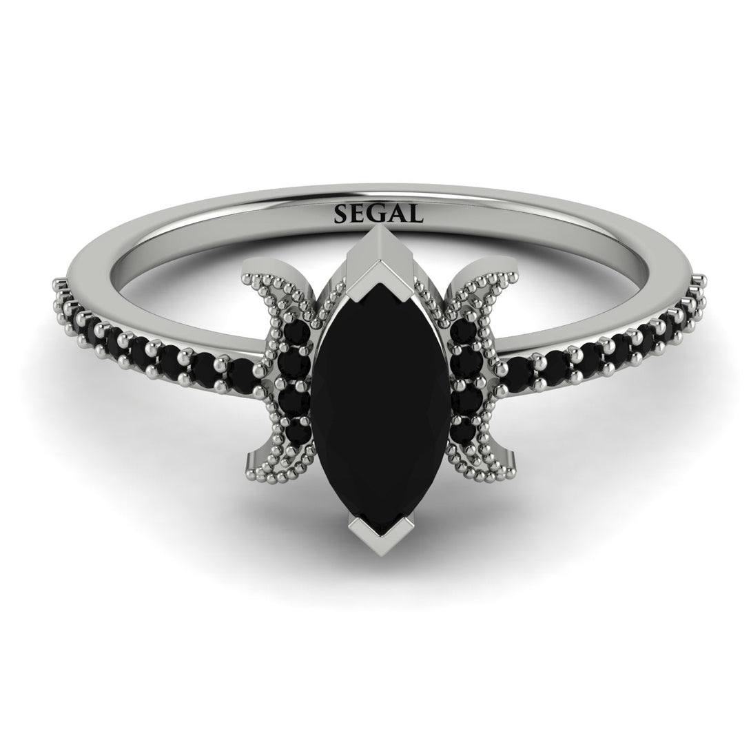 Marquise Cut Black Diamond Pave Ring - Kathleen No. 39