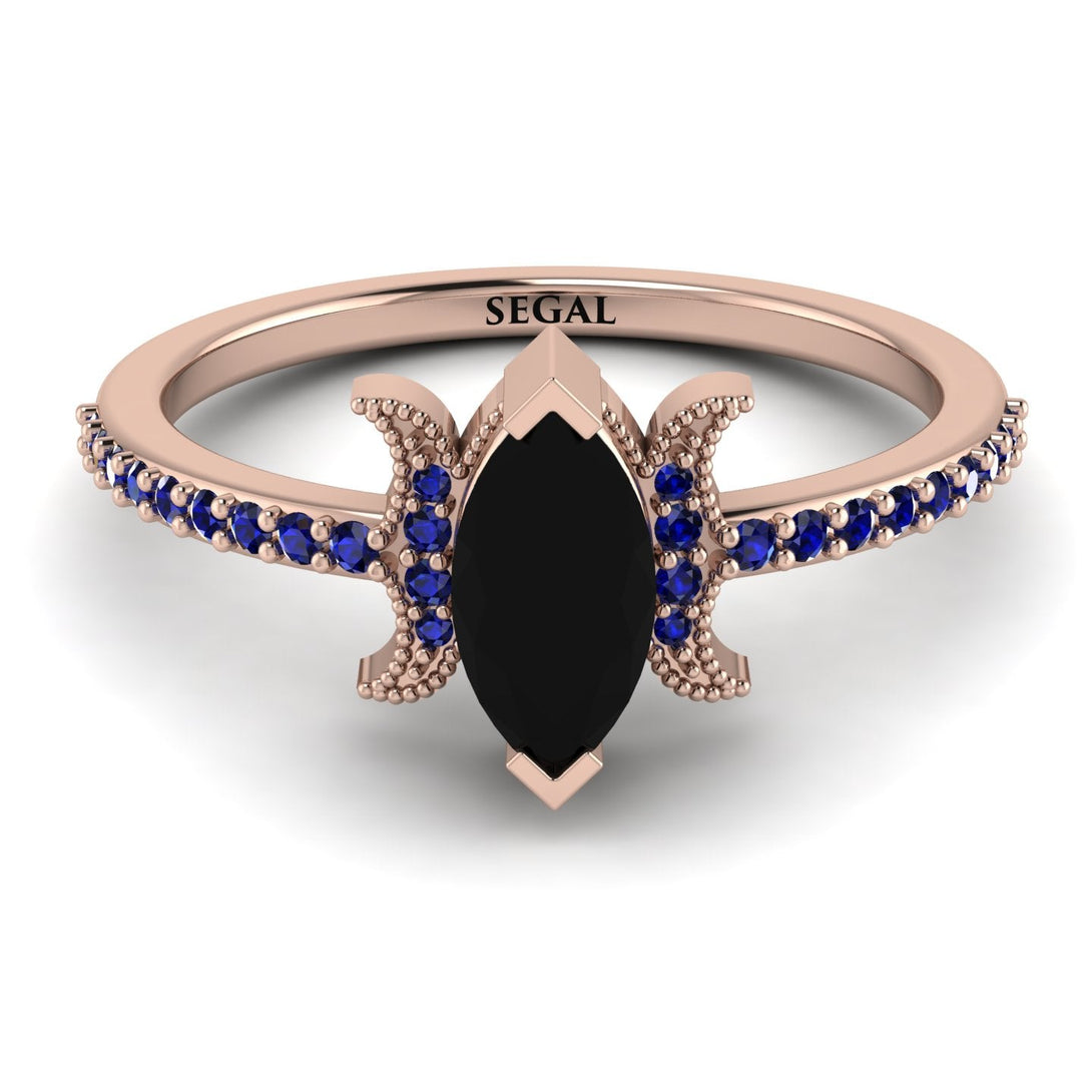 Marquise Cut Black Diamond Pave Ring - Kathleen No. 68
