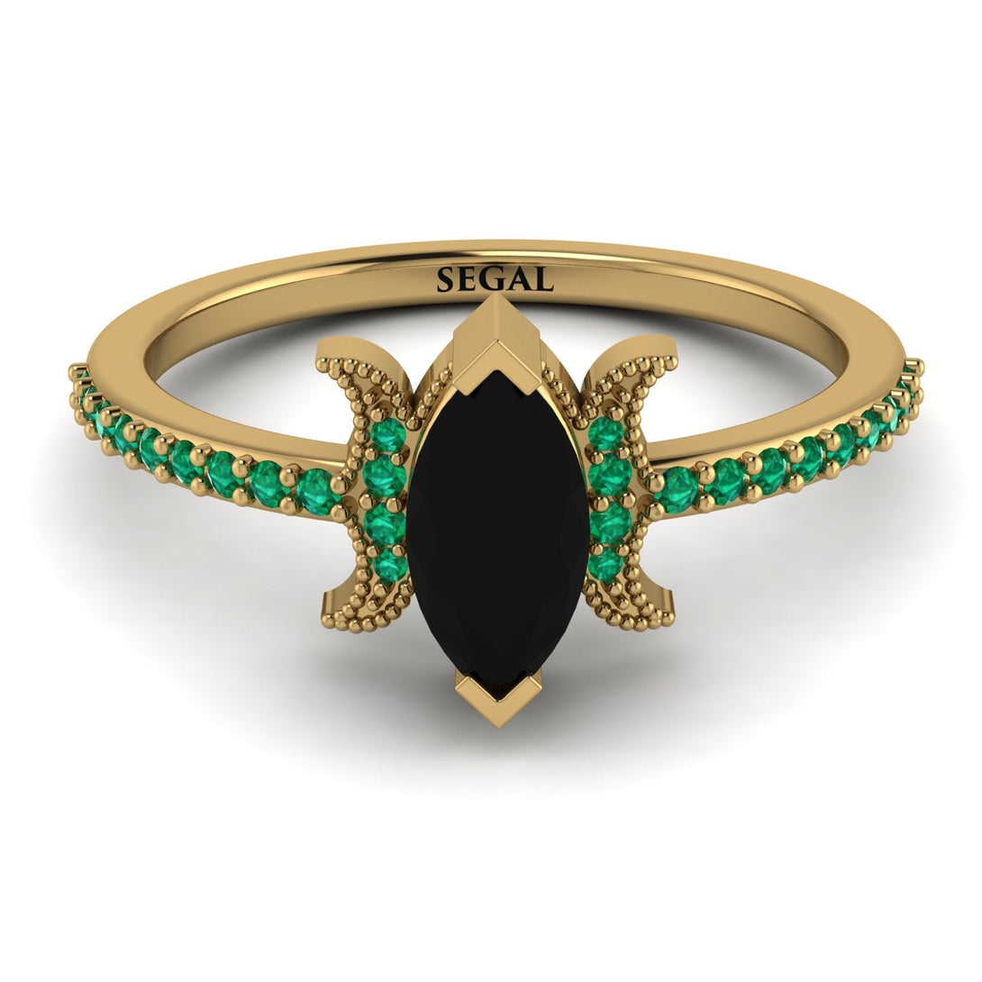 Marquise Cut Black Diamond Pave Ring - Kathleen No. 22