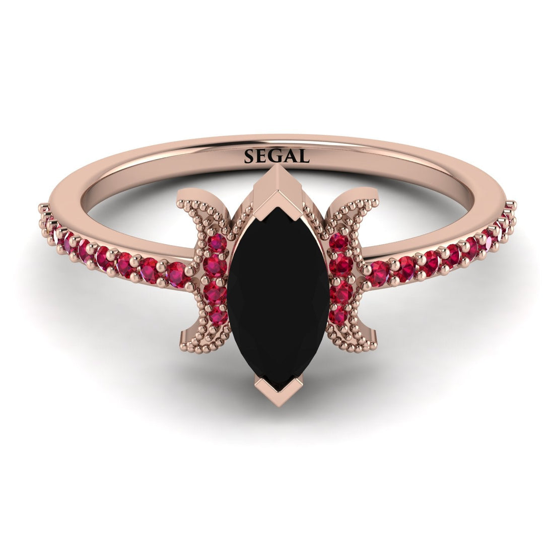 Marquise Cut Black Diamond Pave Ring - Kathleen No. 53
