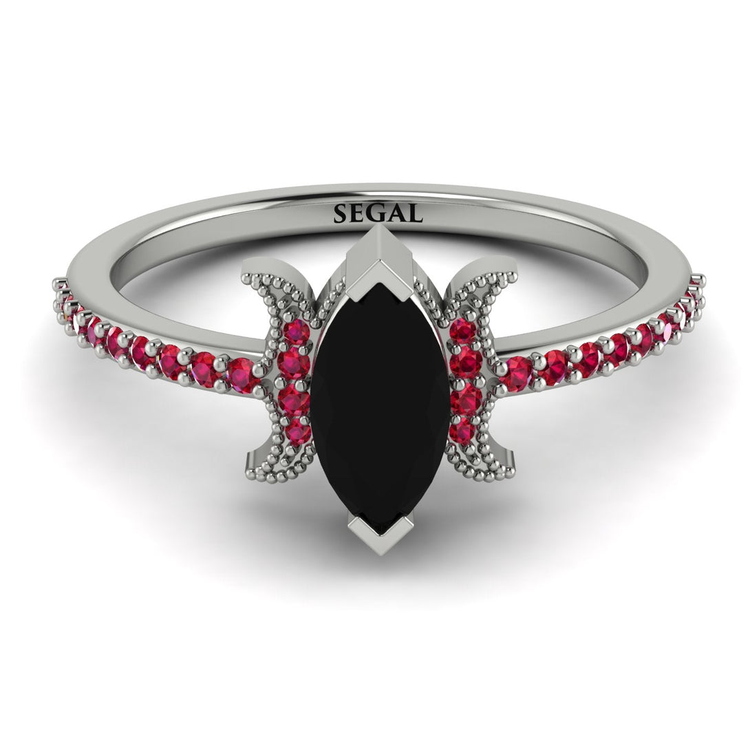 Marquise Cut Black Diamond Pave Ring - Kathleen No. 54