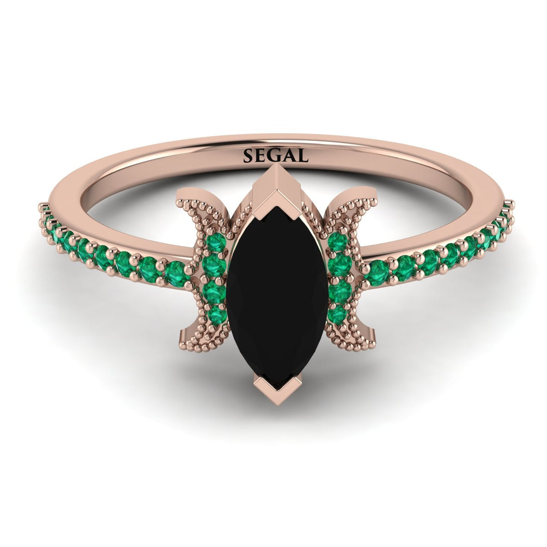 Marquise Cut Black Diamond Pave Ring - Kathleen No. 23