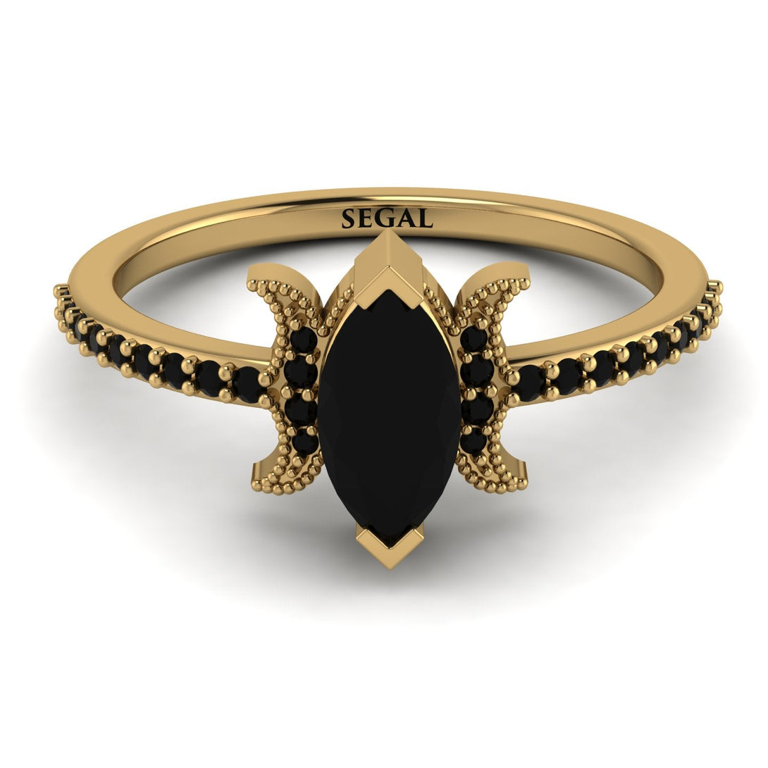 Marquise Cut Black Diamond Pave Ring - Kathleen No. 37