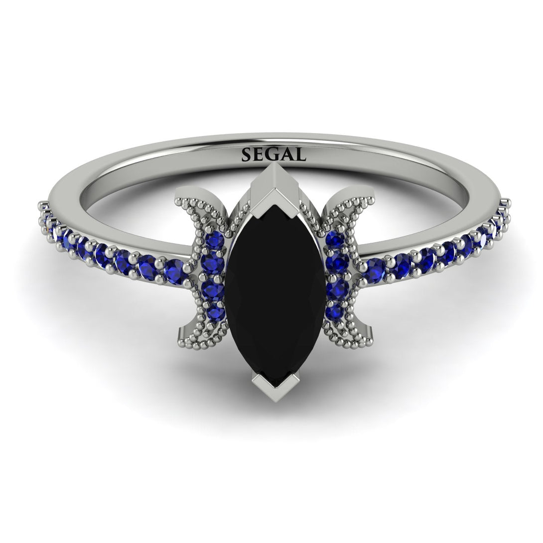 Marquise Cut Black Diamond Pave Ring - Kathleen No. 69